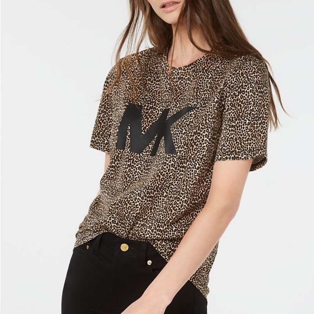 Michael Kors Leopard Logo T-shirt - Picture 1 of 7